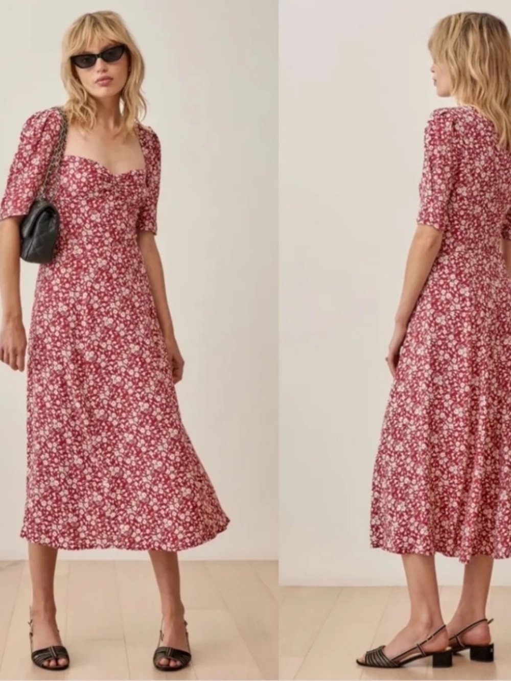 REFORMATION | Matin Floral Print Midi Dress red sz 12